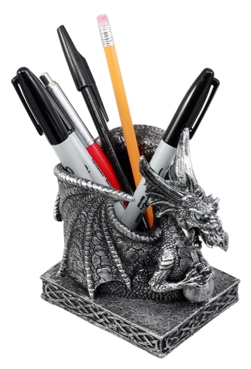Ebros Gift Shenlong Spirit Dragon Orb Stationery Holder Figurine 4.75" H Office Desktop Accessory Pen Organizer - Image 4